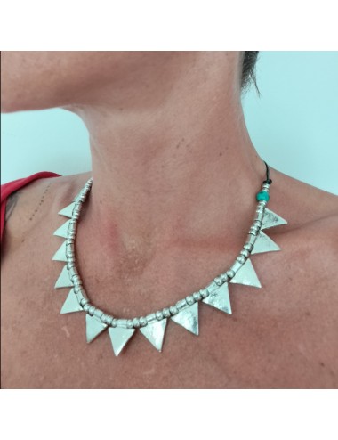 Collar Triangulos Baño Plata