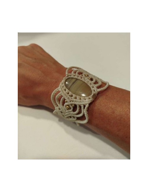 Pulsera Macramé Marrón Piedra