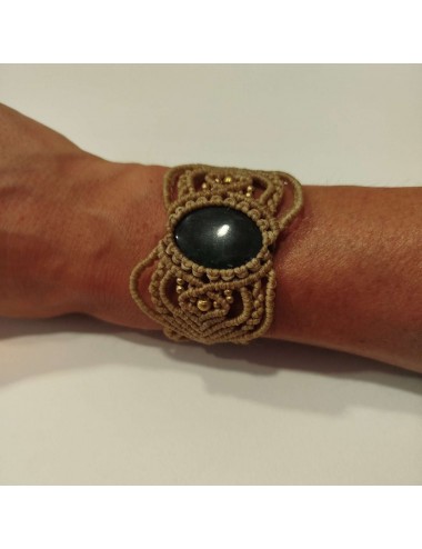 Pulsera Macramé Marrón Piedra