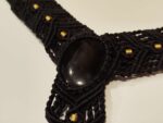 Collar Corto Macramé Negro - Piedra Central