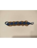 Pulsera de Macramé Beige con Perlas Doradas