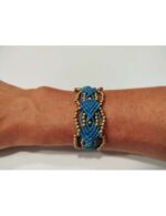 Pulsera de Macramé Beige con Perlas Doradas