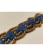 Pulsera de Macramé Beige con Perlas Doradas