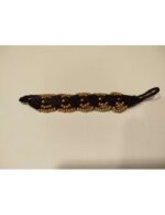 Pulsera de Macramé Beige con Perlas Doradas