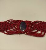 Pulsera de Macramé - Roja con Piedra Central negra