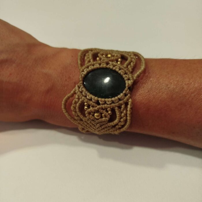 Pulsera Macramé Marrón Piedra