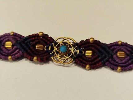 Pulsera de Macramé con Adorno Mandala y Piedra Turquesa