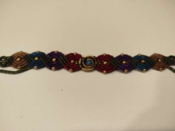 Pulsera de Macramé Espiral Piedra Turquesa