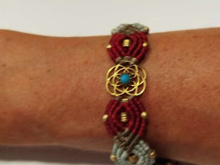 Pulsera de Macramé Mandala y Piedra Turquesa
