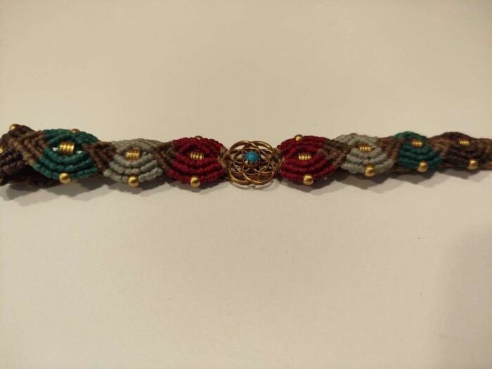 Pulsera de Macramé Mandala y Piedra Turquesa