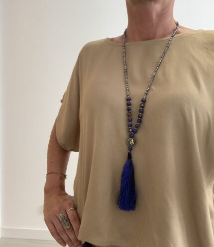 Collar Mala con Perlas Azul