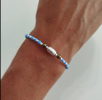 Pulsera de Cuentas Azul Claro