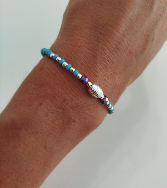 Pulsera de Cuentas Azul Claro