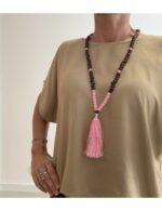 Collar Mala con Perlas y Madera