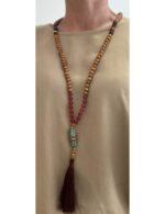 Collar Mala con Perlas y Madera