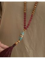 Collar Mala con Perlas y Madera