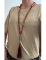 Collar Mala con Perlas y Madera