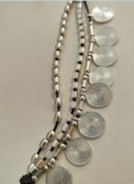 Brazalete Perlas y Medallas Baño Plata