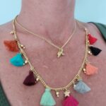 Collar Borlas Multicolores y Mosca