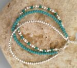 Pulsera Tres Hileras de Perlas Turquesa