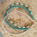 Pulsera Tres Hileras de Perlas Turquesa