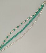 Pulsera Tres Hileras de Perlas Turquesa
