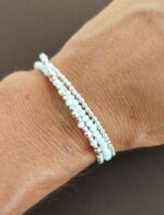 Pulsera Tres Hileras de Perlas Blanca
