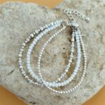 Pulsera Tres Hileras de Perlas Blanca