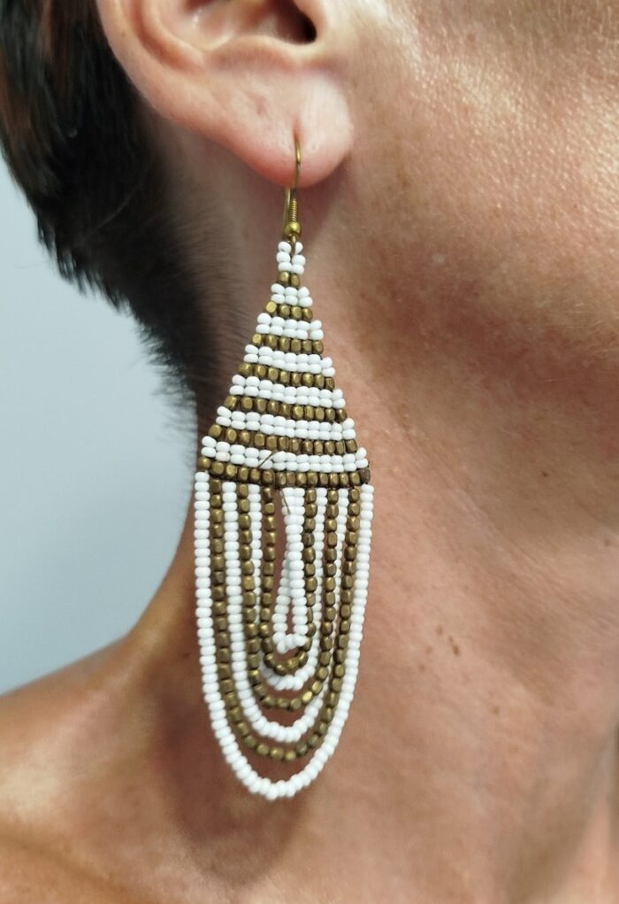 Pendientes Perlas Doradas y Violeta