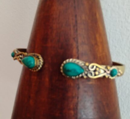 Pulseras Oro Étnicas Rígidas con Perlas