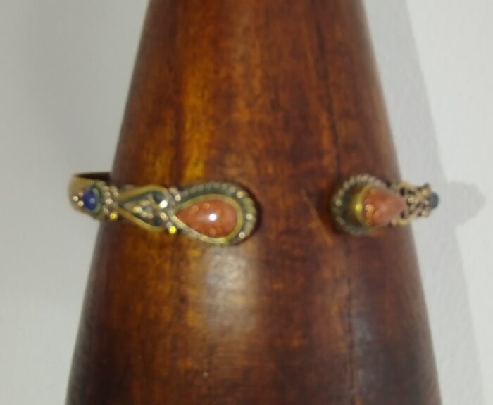 Pulseras Oro Étnicas Rígidas con Perlas