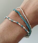 Pulsera Elástica Tres Filas de Cuentas