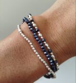 Pulsera Elástica Tres Filas de Cuentas