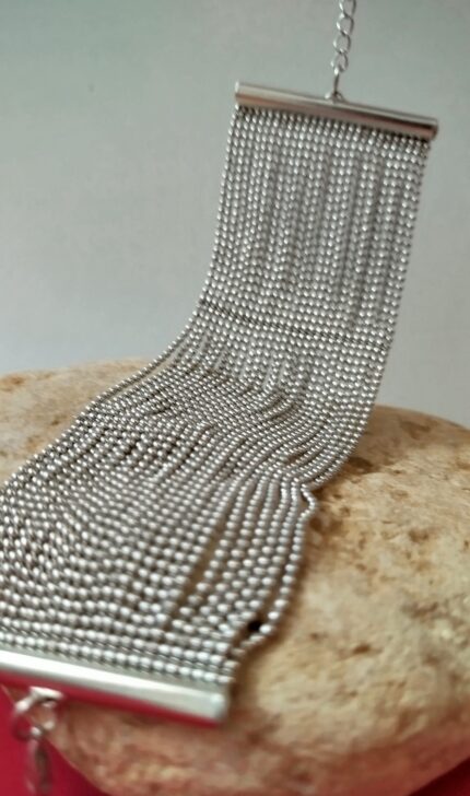 Pulsera Multicapa Cuentas Plateada