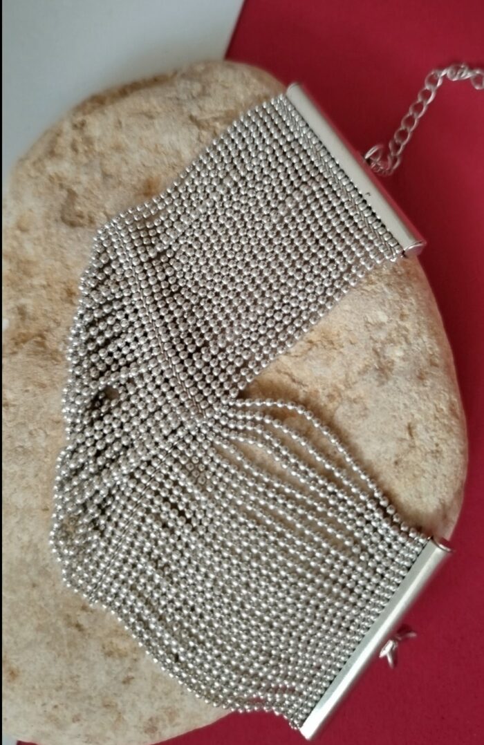 Pulsera Multicapa Cuentas Plateada
