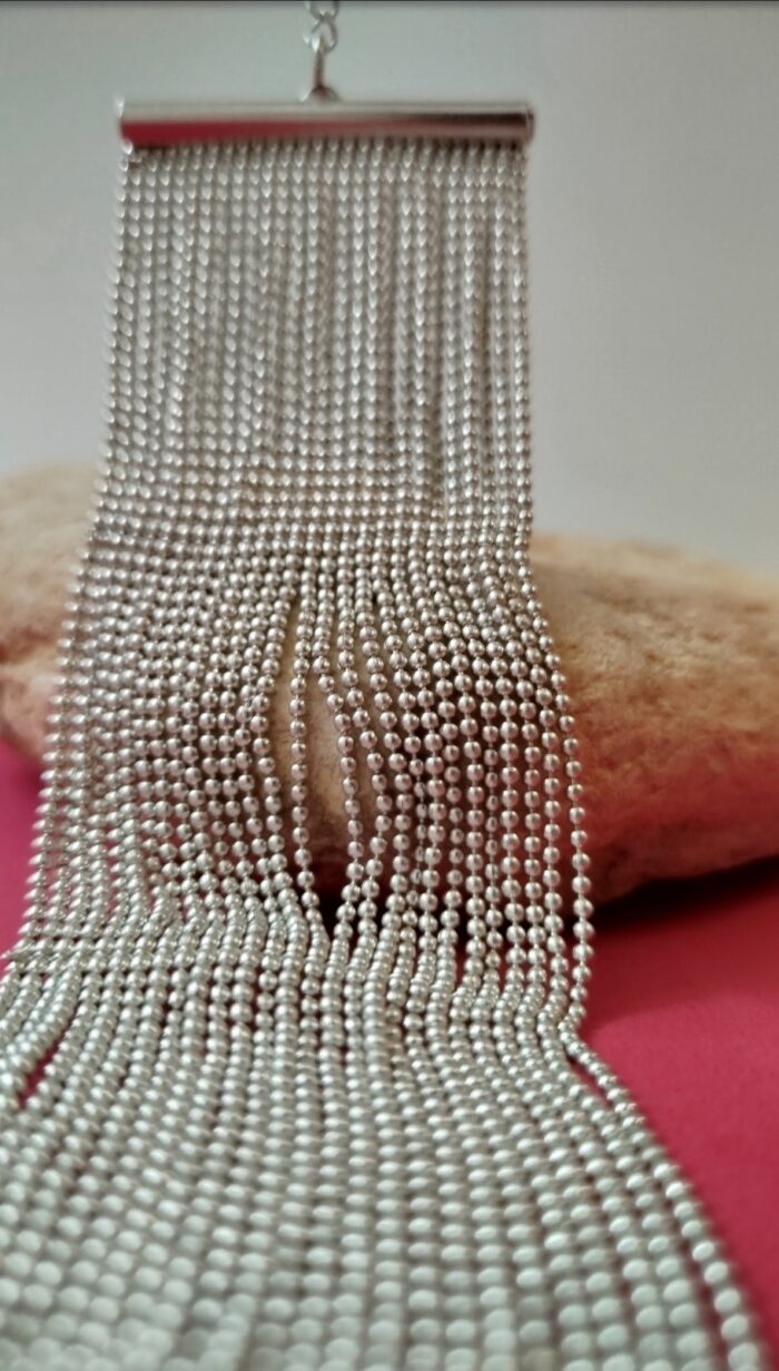 Pulsera Multicapa Cuentas Plateada