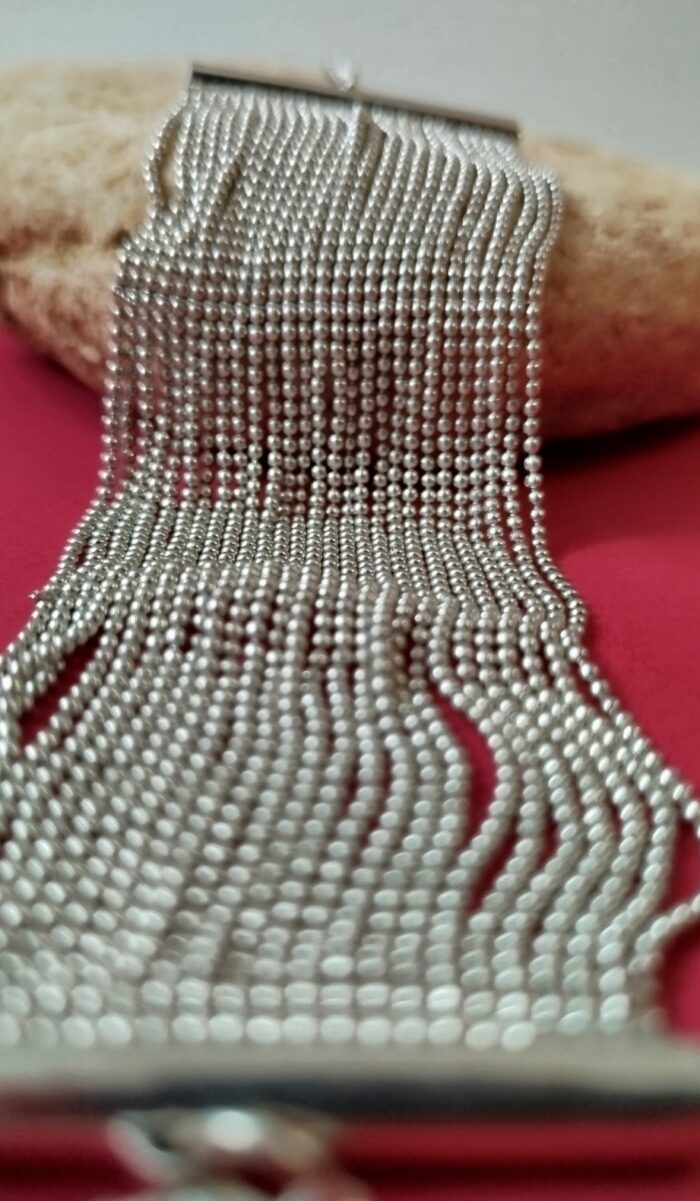 Pulsera Multicapa Cuentas Plateada