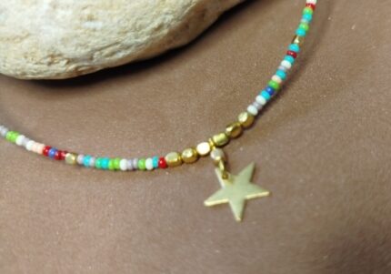 Collar Cuentas y Estrellita dorada