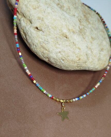 Collar Cuentas y Estrellita dorada