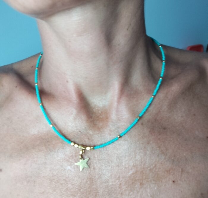 Collar Cuentas y Estrellita dorada