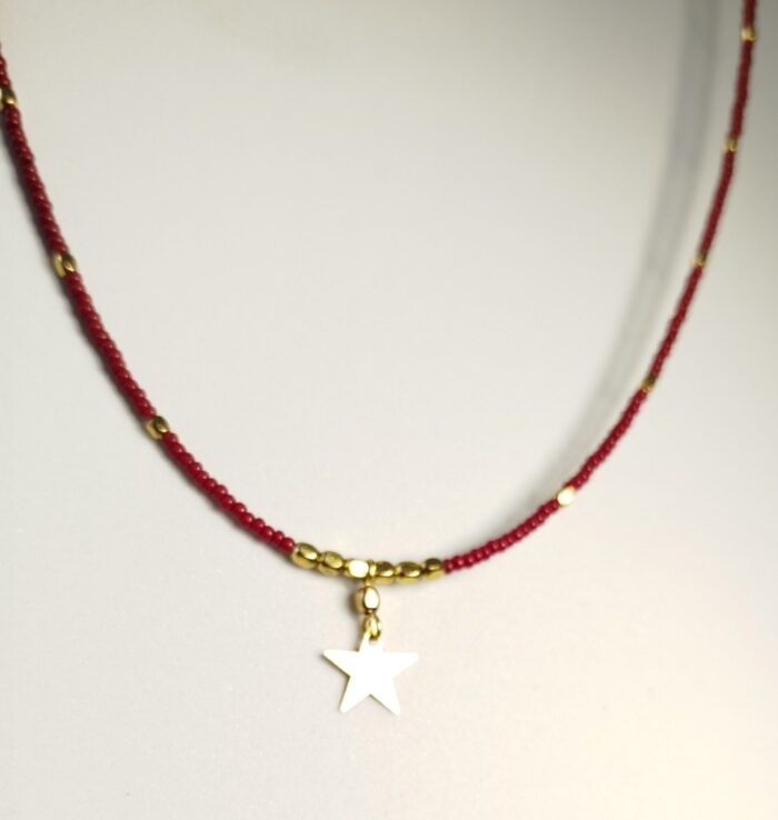 Collar Cuentas y Estrellita dorada
