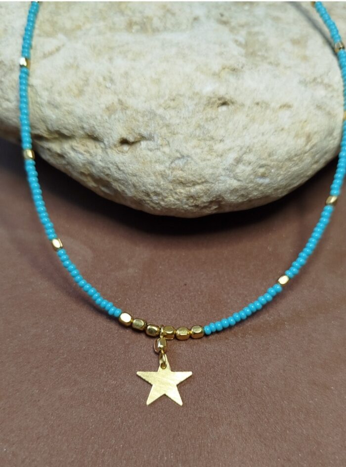 Collar Cuentas y Estrellita dorada