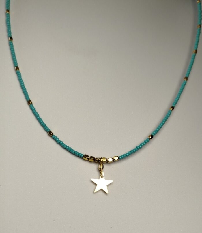 Collar Cuentas y Estrellita dorada
