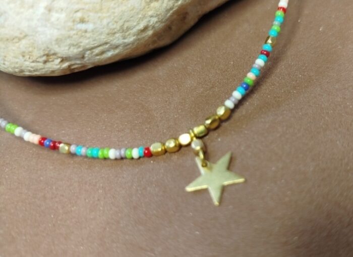 Collar Cuentas y Estrellita dorada