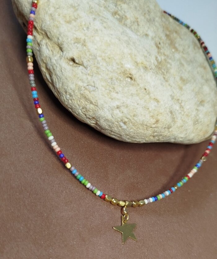 Collar Cuentas y Estrellita dorada