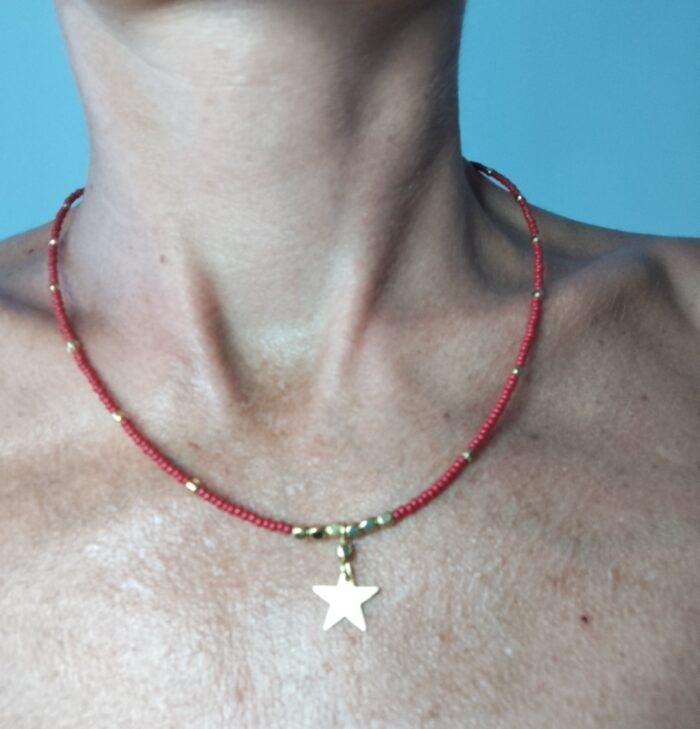 Collar Cuentas y Estrellita dorada