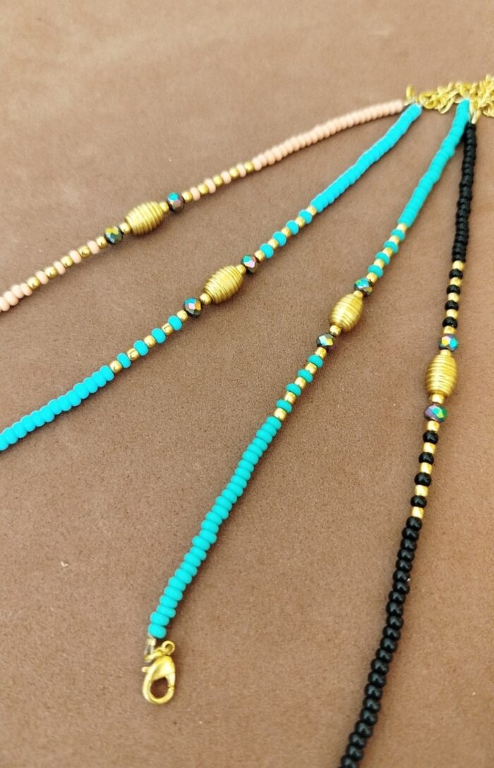 Pulsera Fina Cuentas Colorada