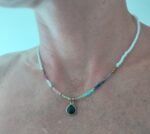 Collar Cuentas y Gota de Piedra