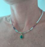 Collar Cuentas y Gota de Piedra