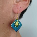 Pendiente Oriente - Rombos Flor Espiral